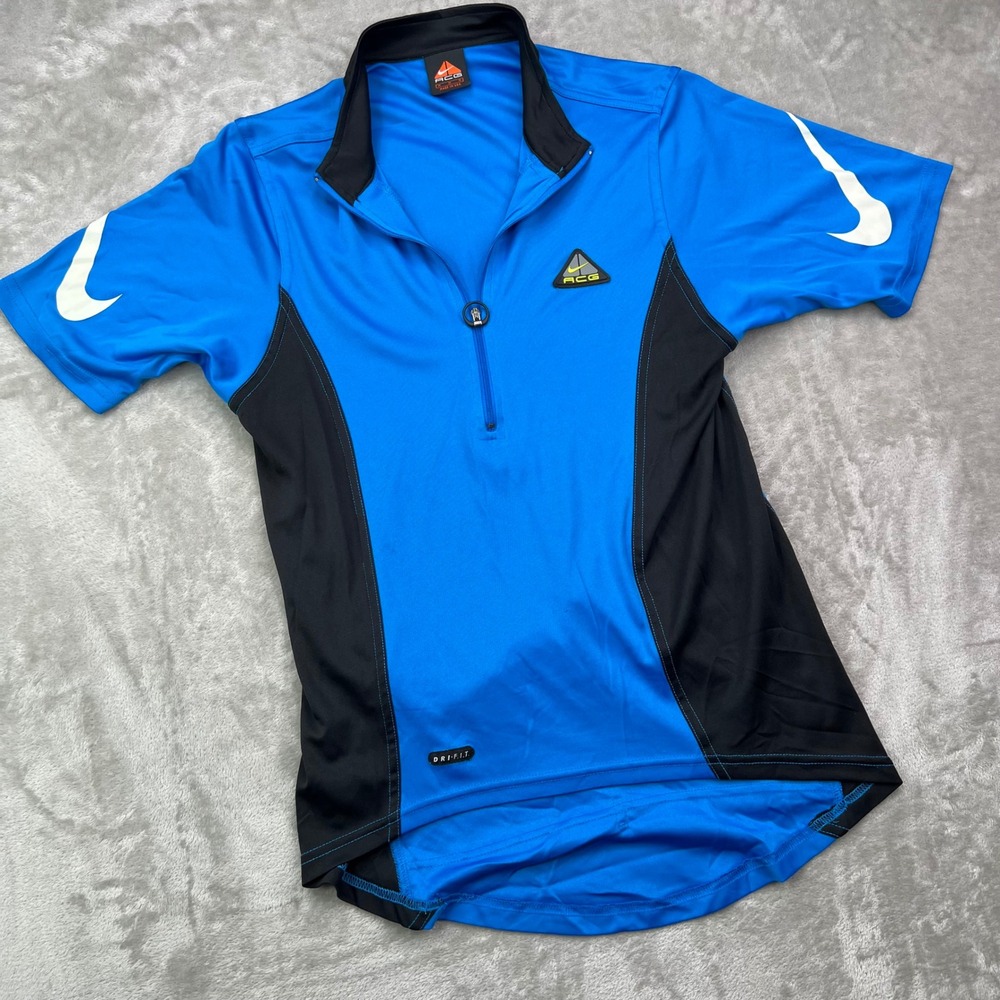 Nike ACG Cycling Jersey Mens M Blue Black Quarter Zip Dri-FIT Made in USA